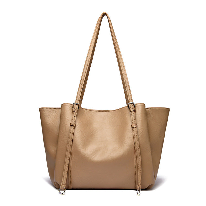 Large Capacity PU Leather Tote Bag with Zipper