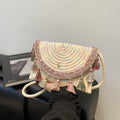 Ethnic Tassel Straw Envelope Crossbody Bag