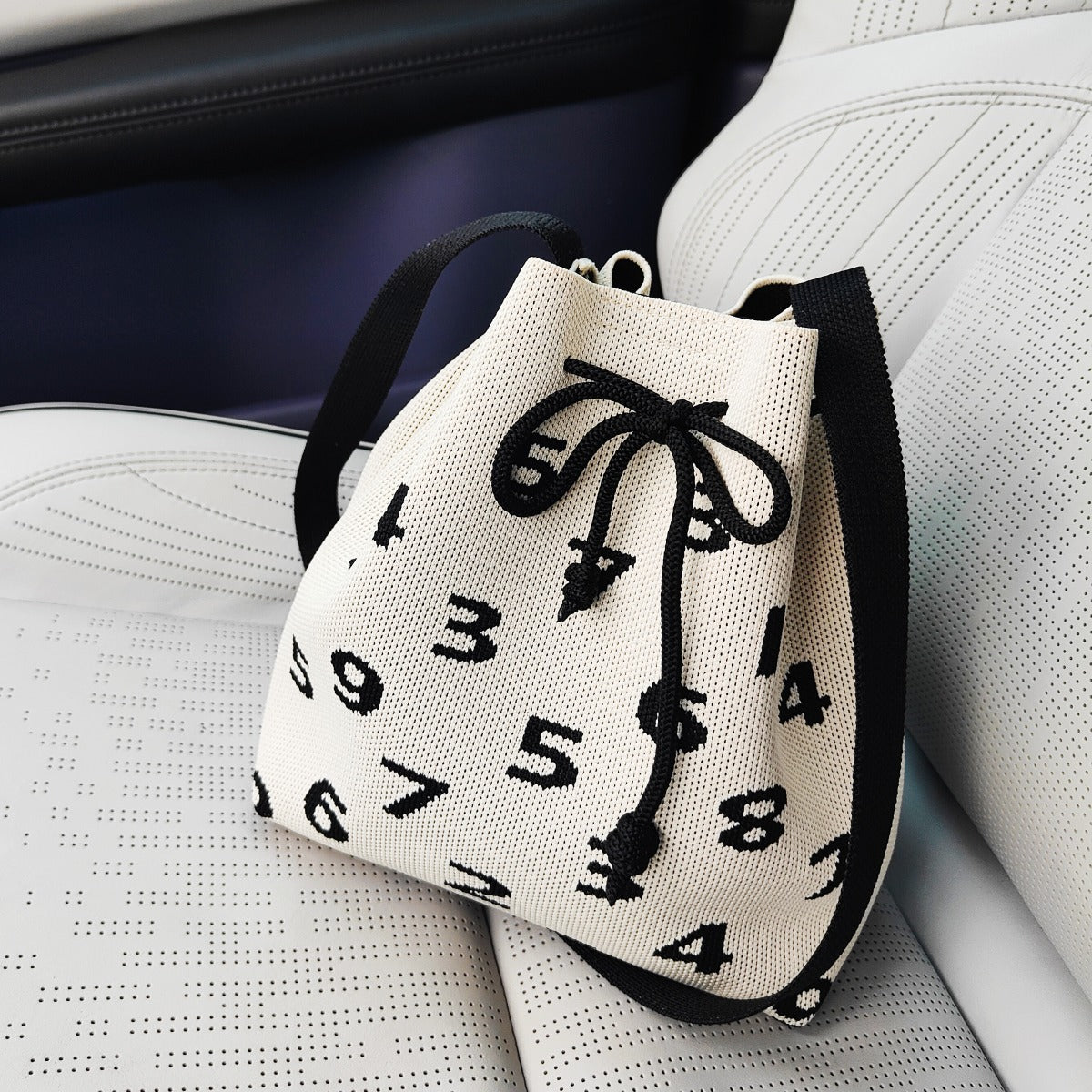 Knitted Drawstring Mini Bucket Shoulder Bag