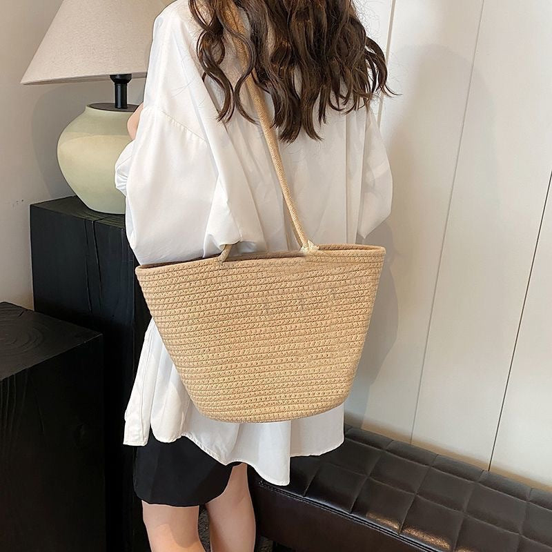 Large Capacity Hand-Woven Tote Crossbody Bag