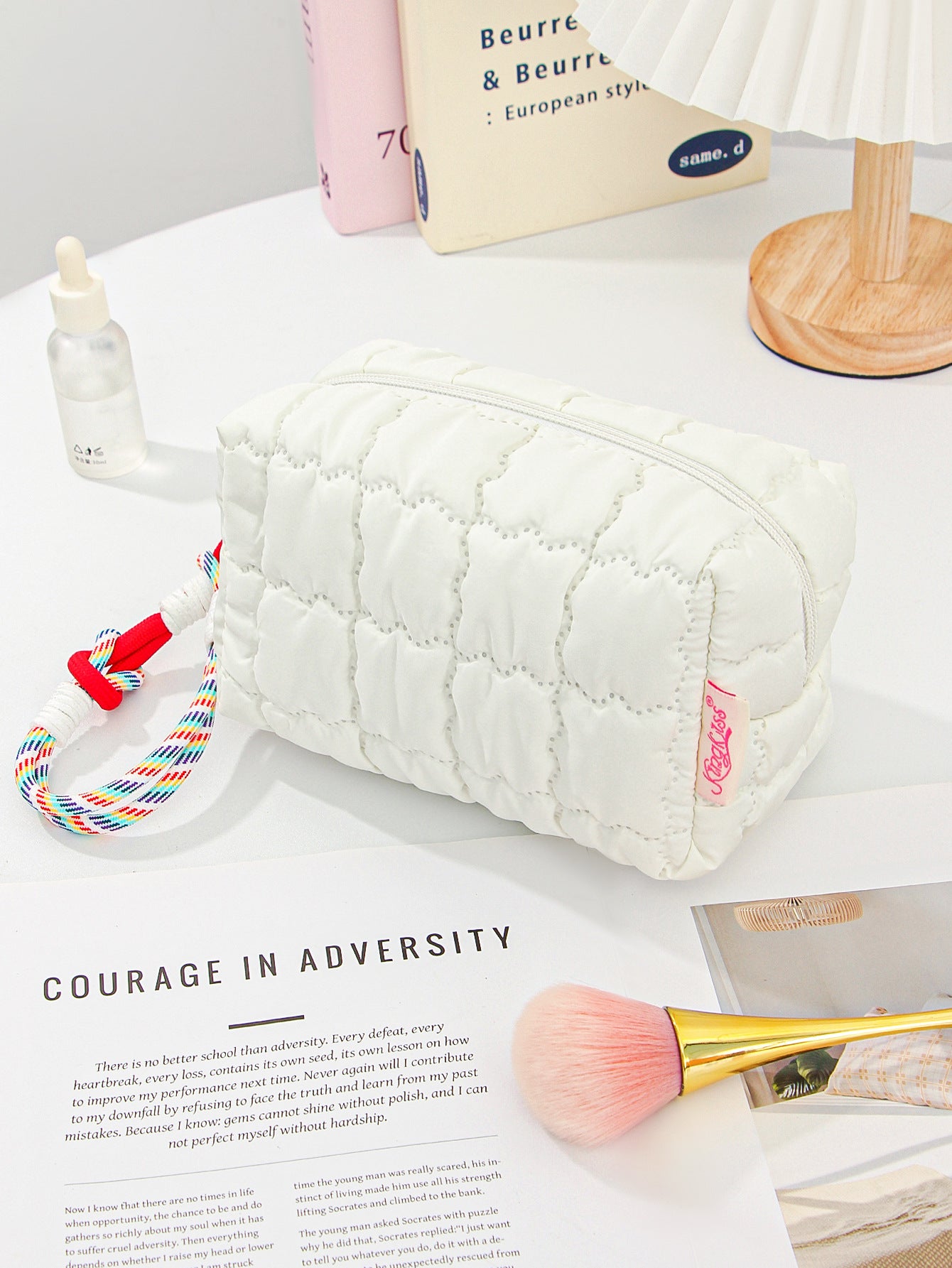 Puff Quilted Octagonal Cosmetic Toiletry Bag