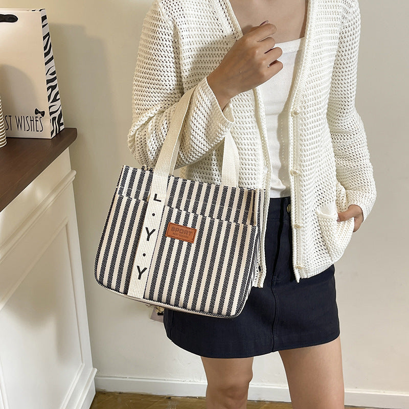 Striped Bento Portable Lunch Box Bag