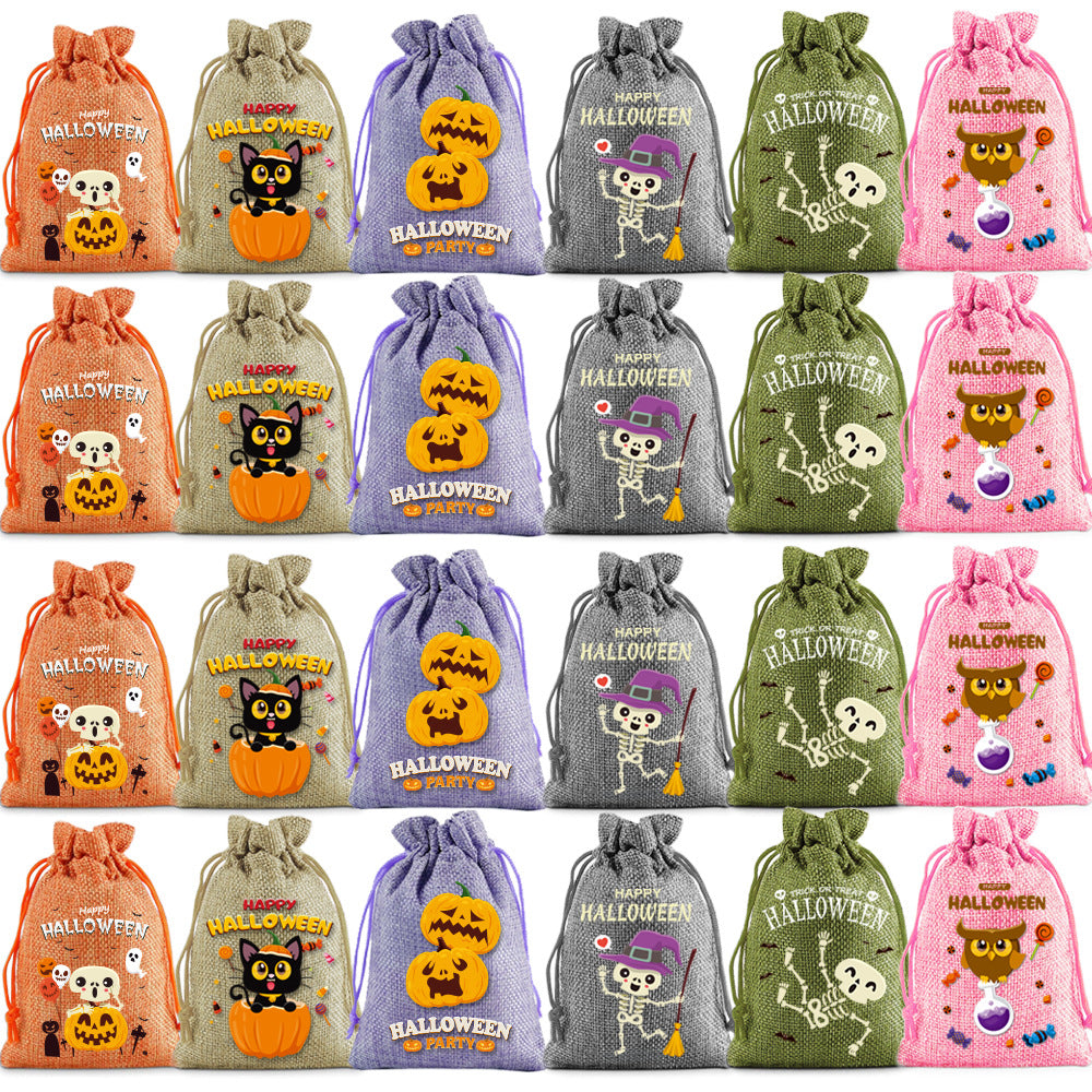 Halloween Burlap Drawstring Gift Bags