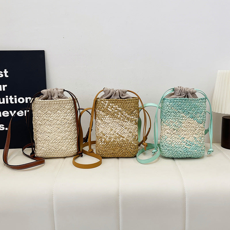 Women Handmade Woven Straw Crossbody Phone Beach Bag