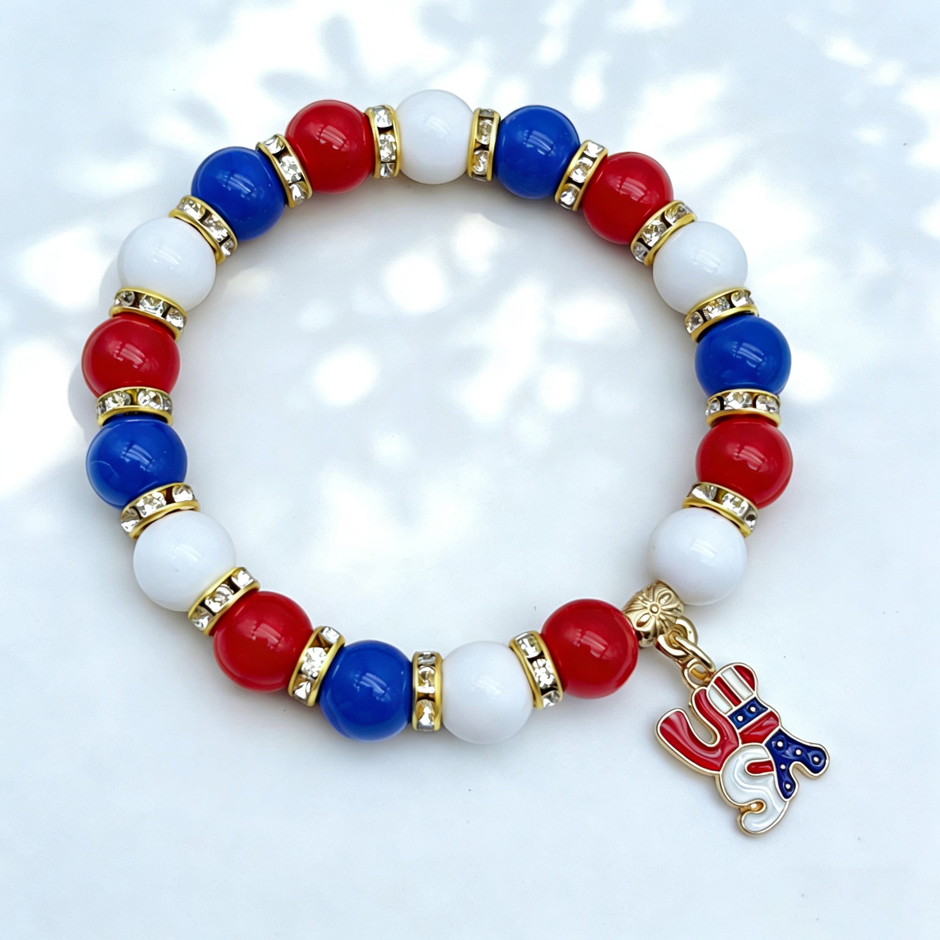 Independence Day Beaded Flag Color Bracelet