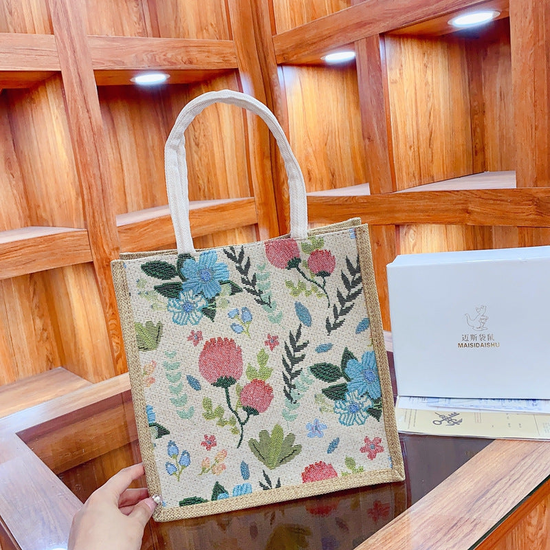 Women Large Capacity Cotton Linen Literary Work Commuting Handbag