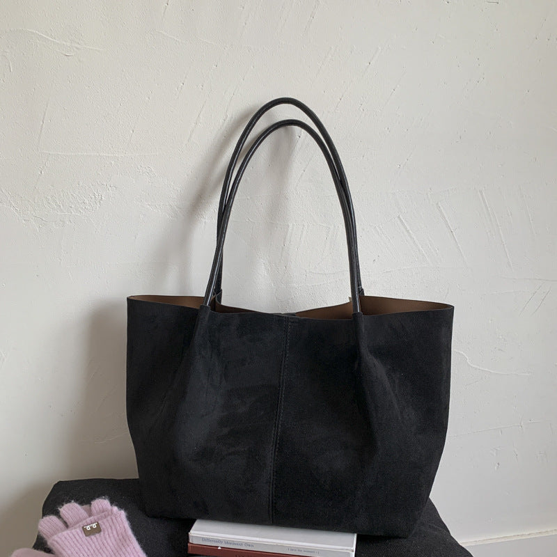 Women Fall New Suede Large 2026 Korean Casual Shoulder Tote Bag