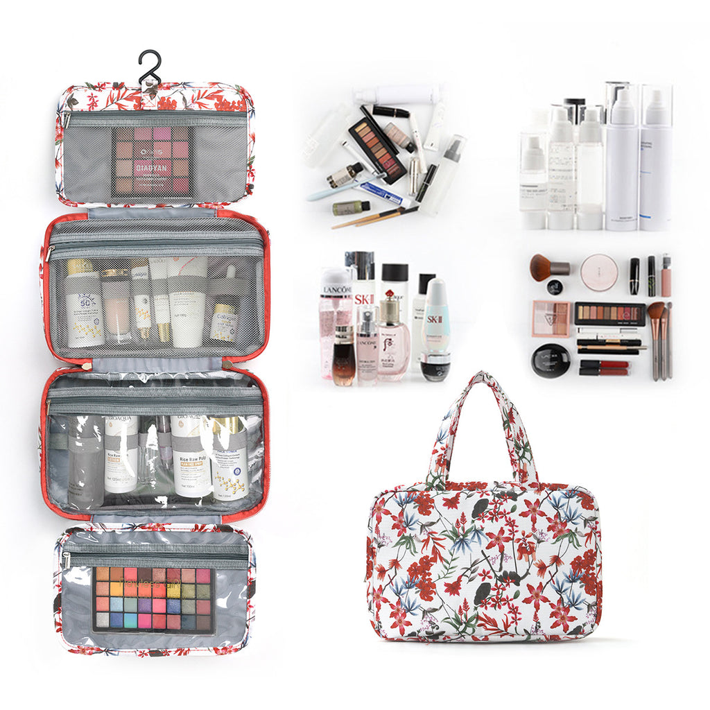 Dry-Wet Separation Floral Toiletry Bag