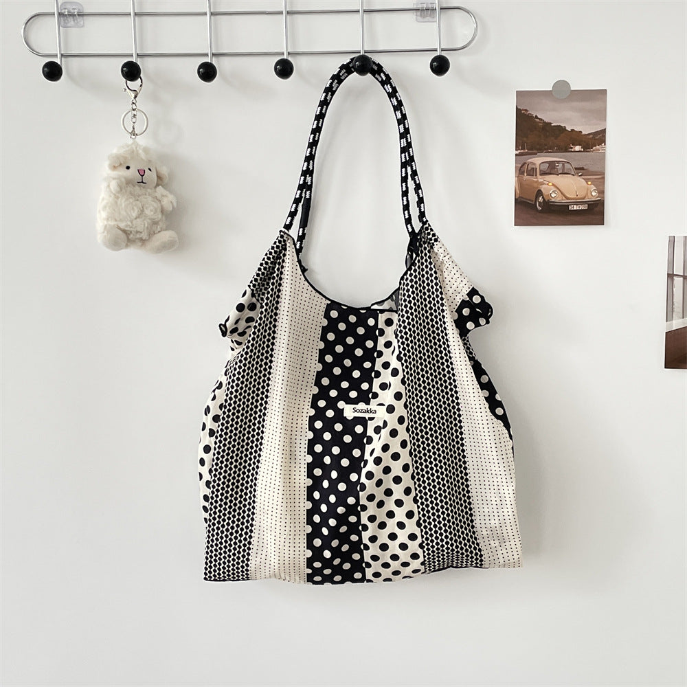 Korean Large Capacity Drawstring Floral Tote Bag