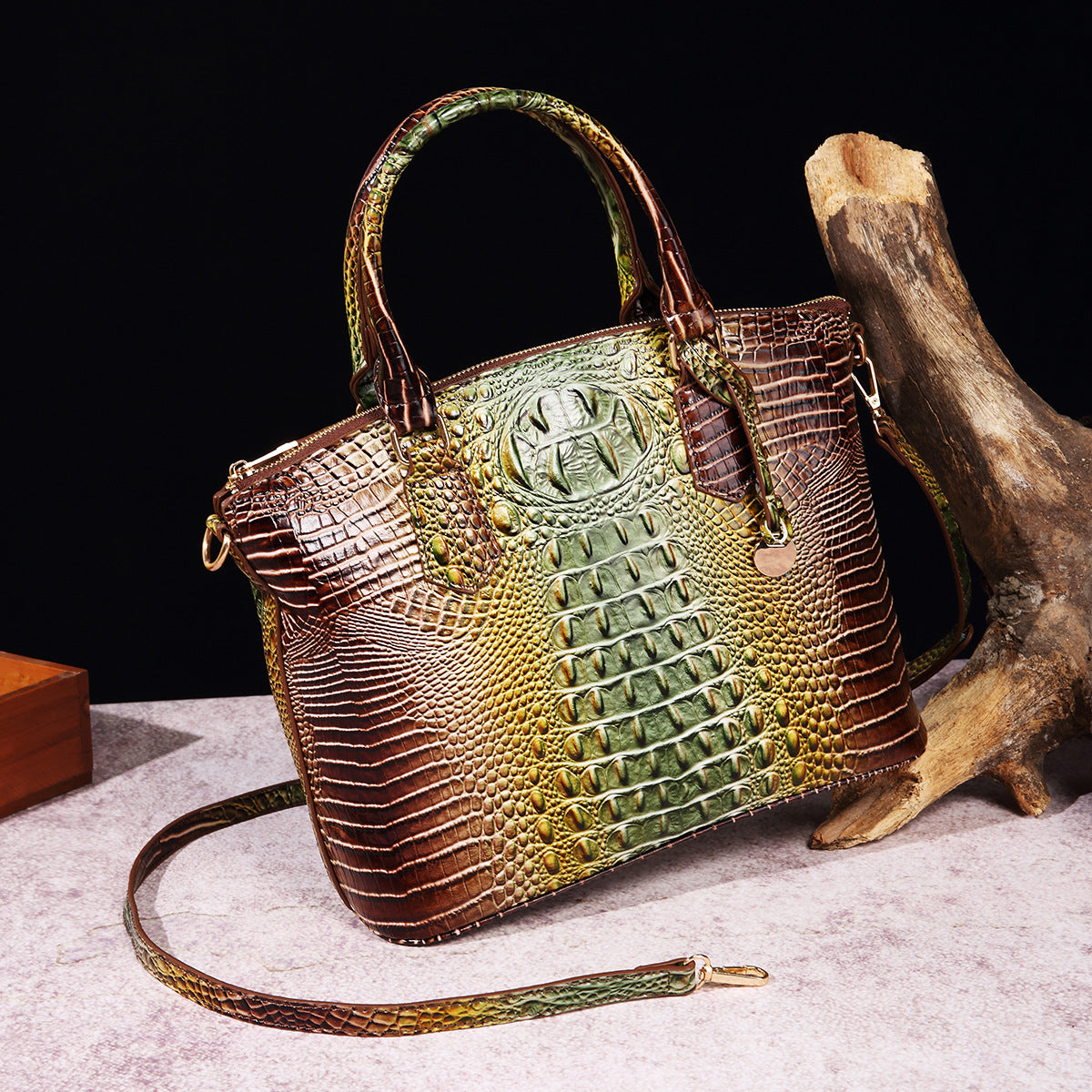Portable Crossbody Retro Multi-Color Crocodile Pattern Bag