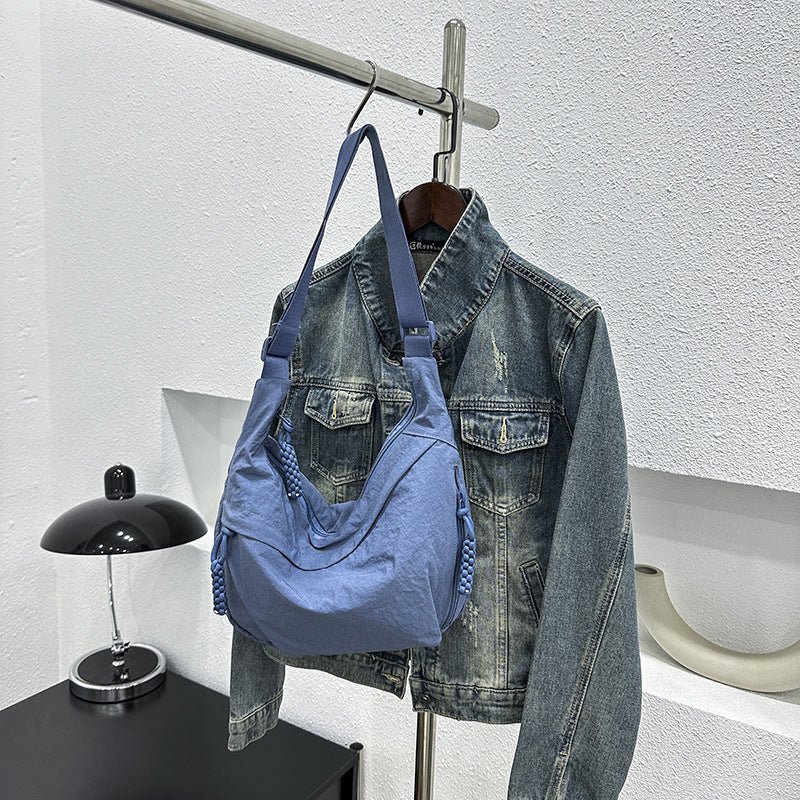 Textured Nylon Dumpling Crossbody Bag