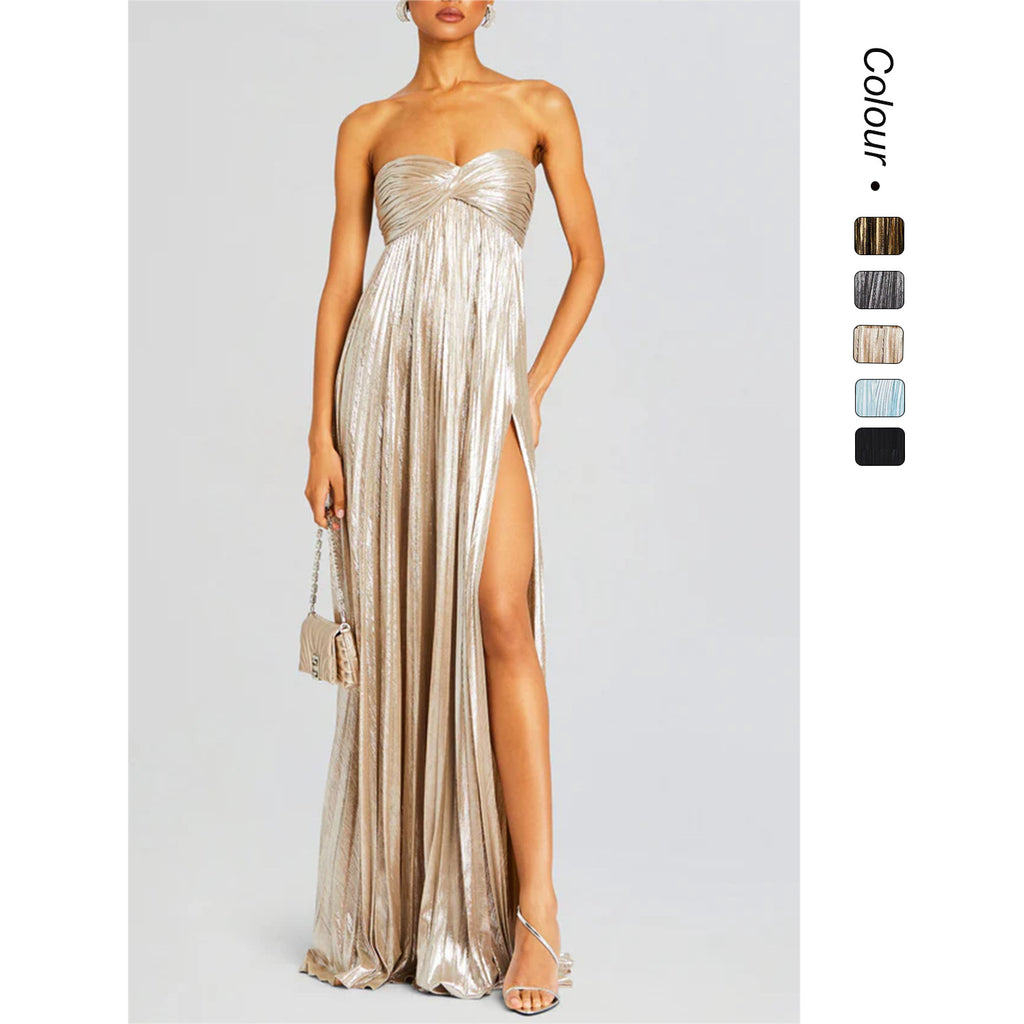 Elegant Textured Sexy Slit Wrap Evening Dress