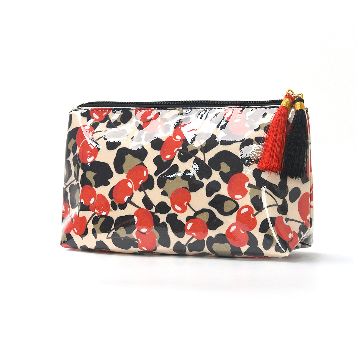 PVC Striped Tassel Zipper Waterproof Travel Cosmetic Bag