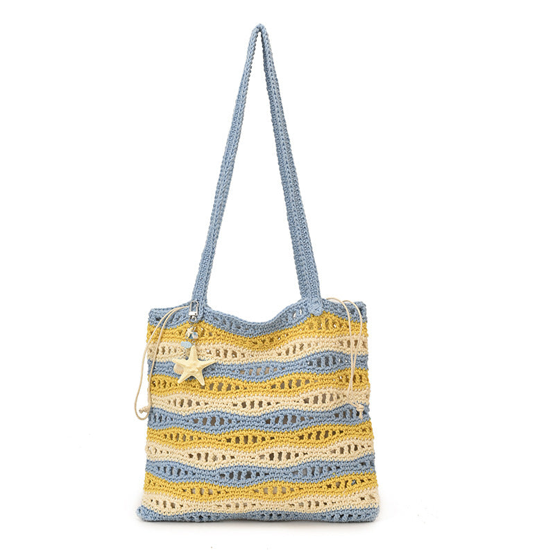 2026 New Lazy Shoulder Unique Casual Woven Large Tote Beach Bag