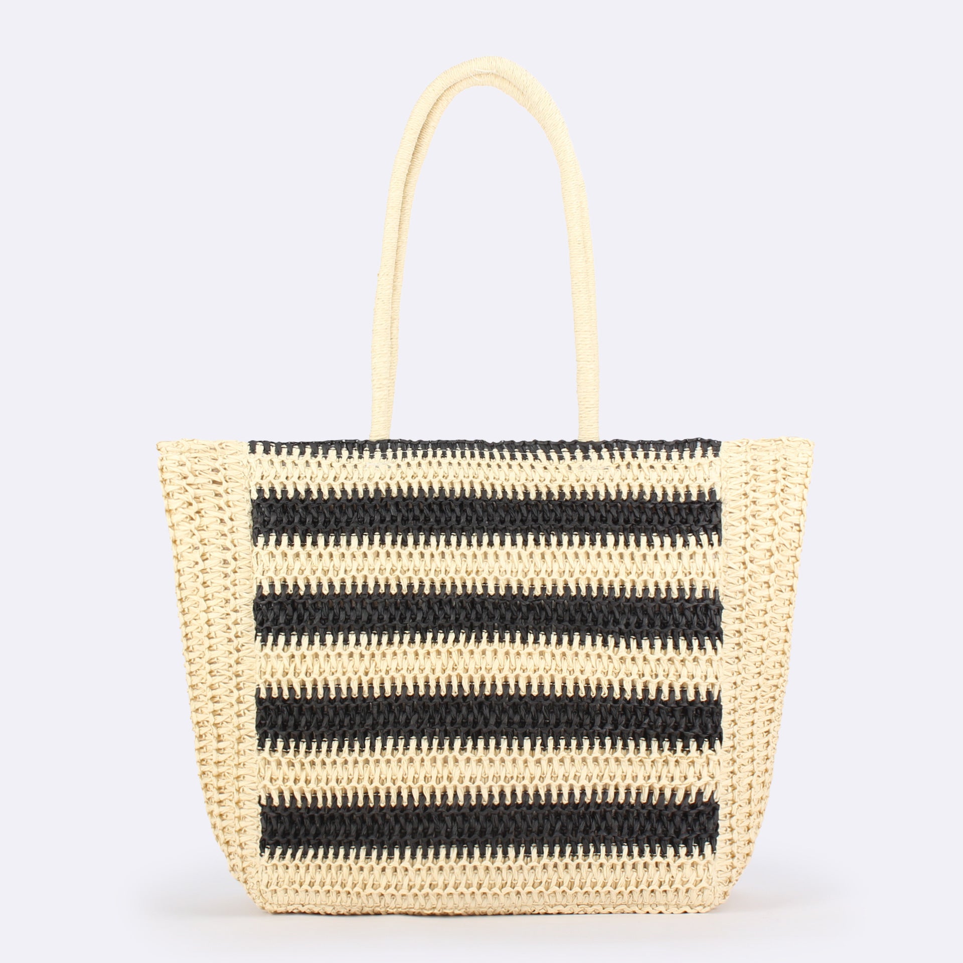 Striped Handmade Straw Tote Bag