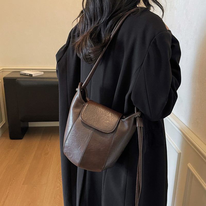 Women Versatile Maillard Bucket 2026 New Premium Vintage Shoulder Crossbody Bag