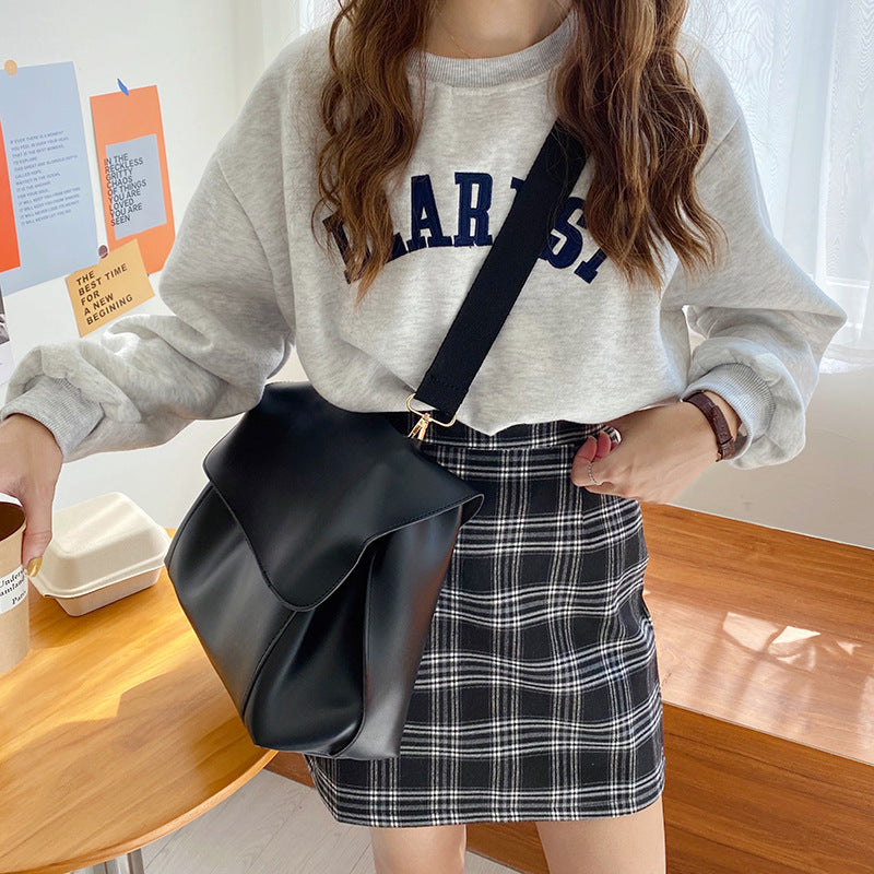 Minimalist Flap Large Vegan Leather Tote Shoulder Bag
