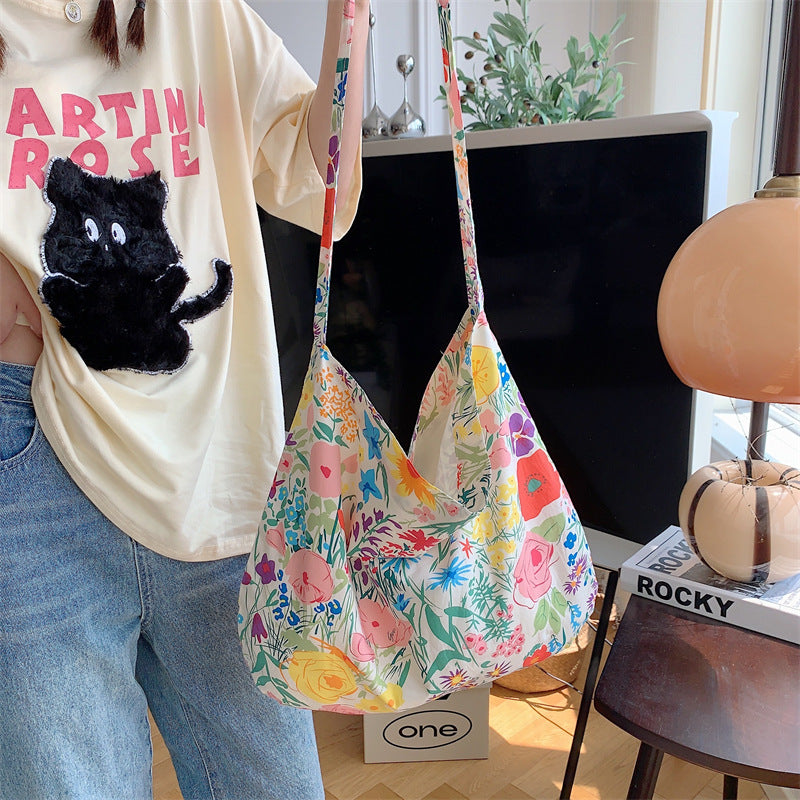 Leopard Print Large Capacity Canvas Crossbody Bag