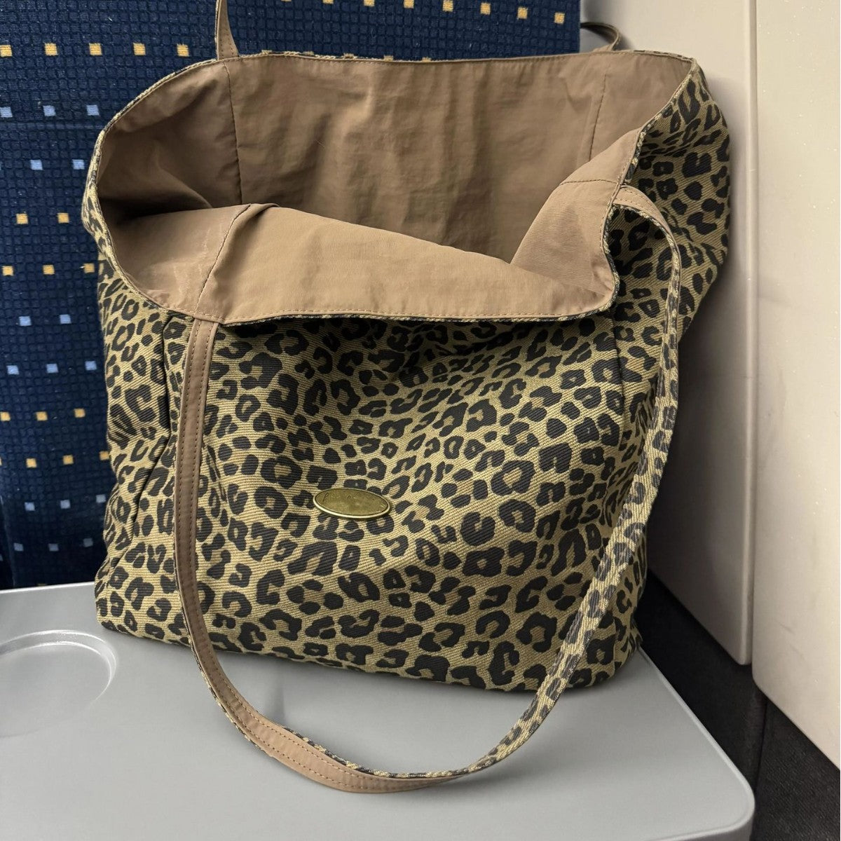 Women Leopard Print Canvas Tote Bag