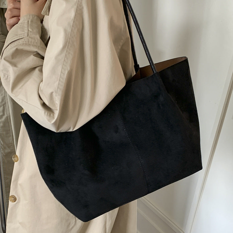 Women Fall New Suede Large 2026 Korean Casual Shoulder Tote Bag