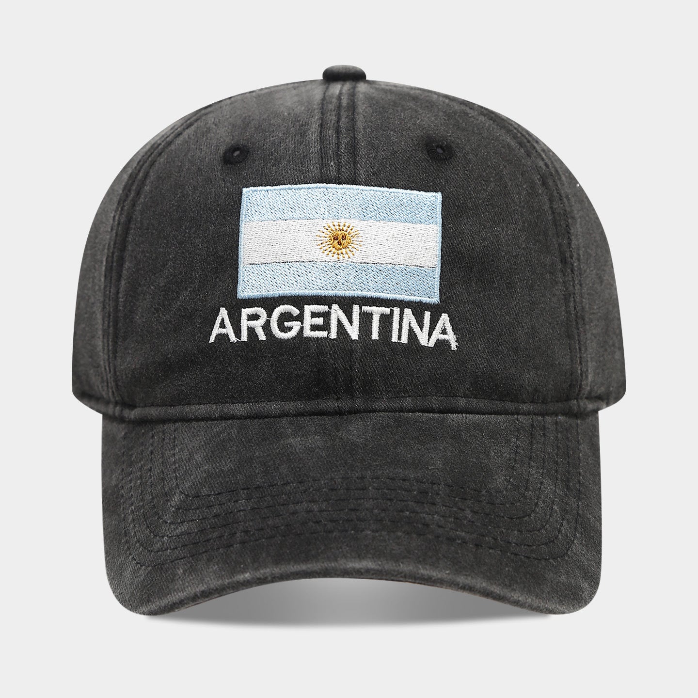 World Cup Flag Embroidered Black Baseball Cap