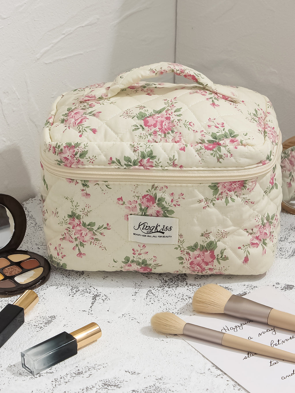 Fresh Floral Cotton Cosmetic Bag