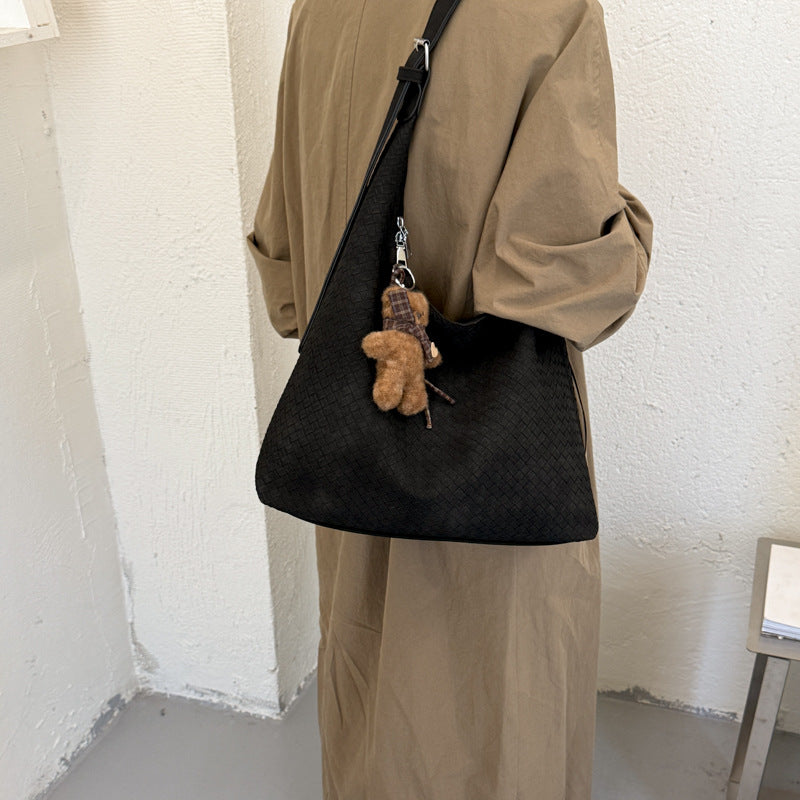 Soft Texture Woven Hobo Shoulder Bag with Adjustable Strap