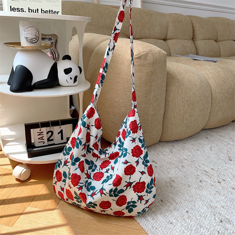 Leopard Print Large Capacity Canvas Crossbody Bag