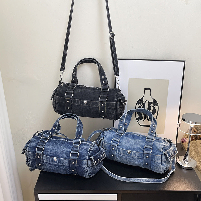 Women 2026 Punk Denim Bag, Large Capacity Crossbody Tote
