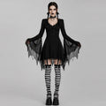 Halloween Gothic Bat Wing Mini Dress with Lace Up Bodice