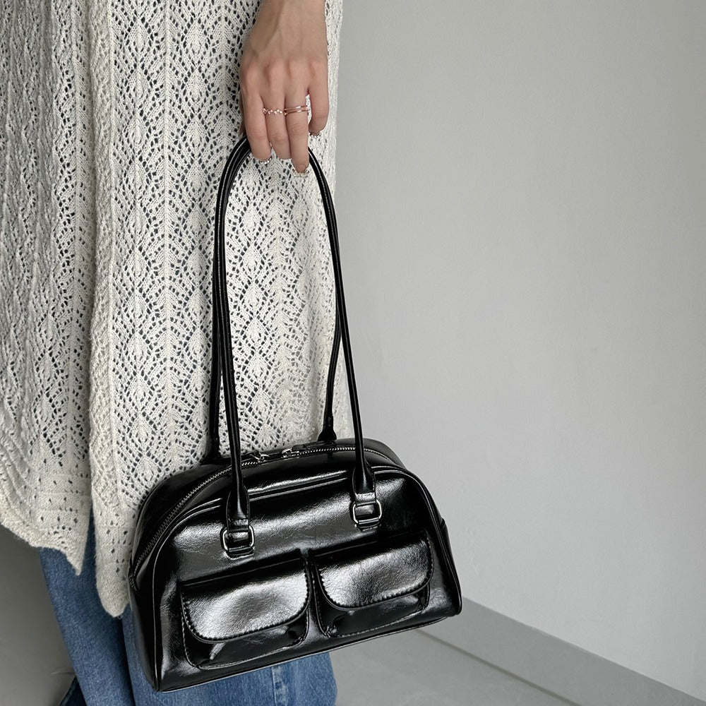 Retro Niche Design Large Capacity Pocket Bowling Armpit Handbag