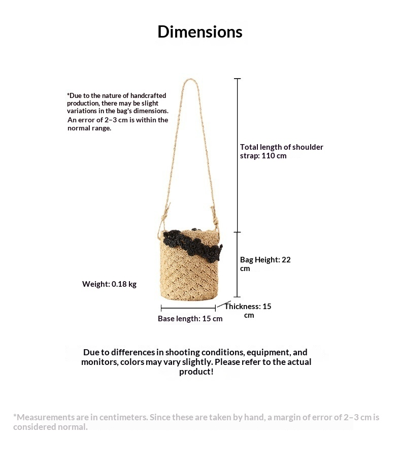 Crochet Floral Bucket Woven Paper Crossbody Bag