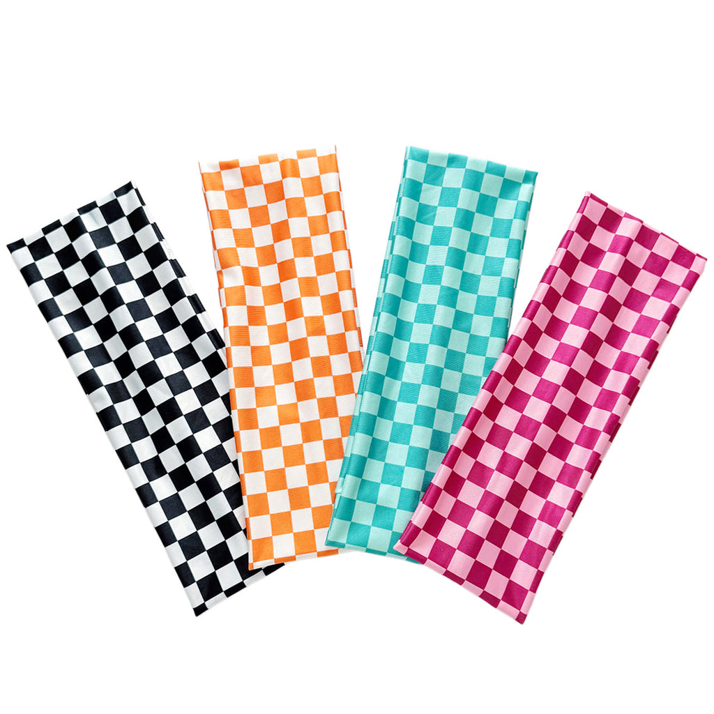 Checkerboard Plaid Elastic Sweatband Headband