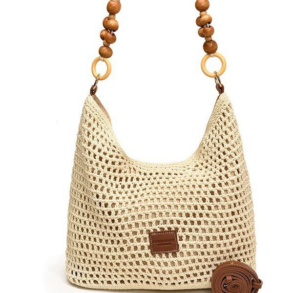 Seaside Vacation Beach Woven Bag For Women 2026 New Hollow Knitted Handbag Large Capacity Single Shoulder Armpit Bag