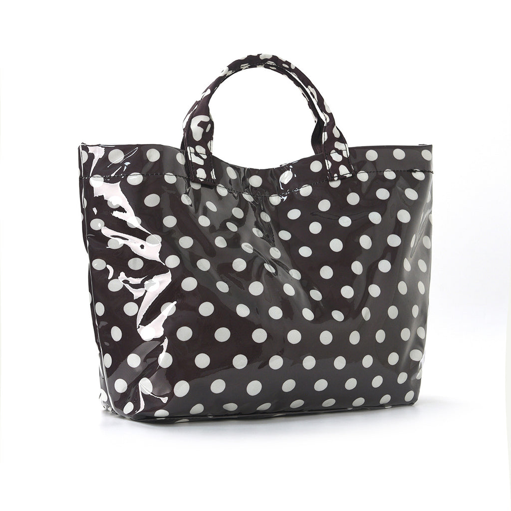 Polka Dot Contrast Color Tote Bag Waterproof Pvc Large Capacity Handbag Women'S Travel Storage Large Capacity Tote Bag