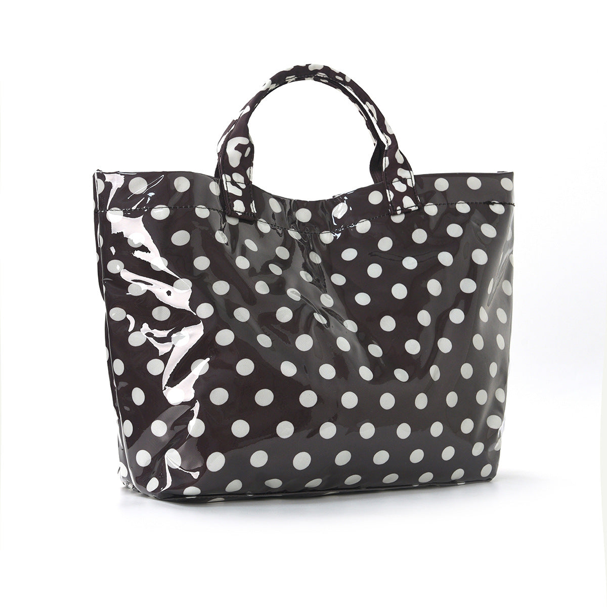 Polka Dot Contrast Color Tote Bag Waterproof Pvc Large Capacity Handbag Women'S Travel Storage Large Capacity Tote Bag