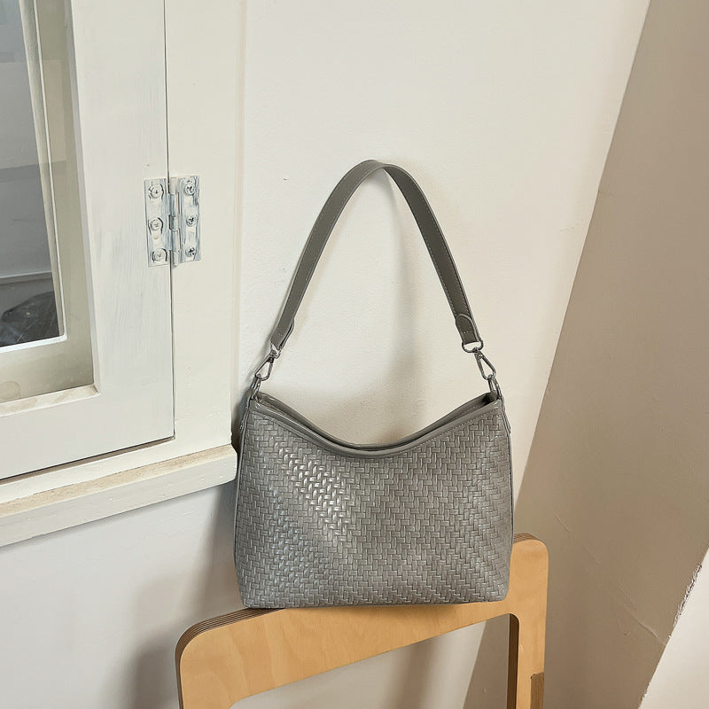 Woven Textured Hobo Shoulder Bag with Adjustable Strap