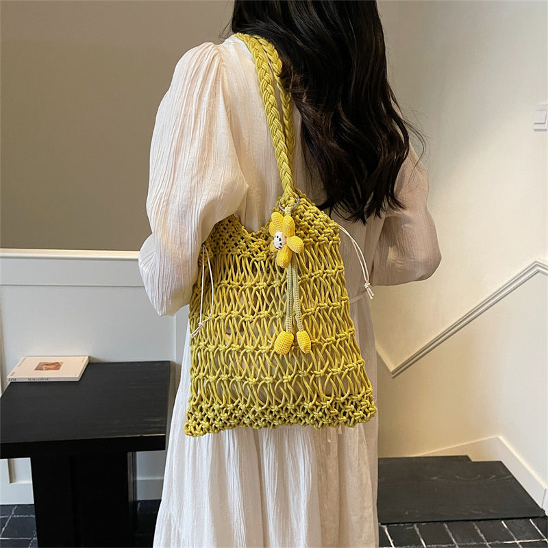 Ins Large Straw Beach Hollow Tote Korean Casual Artistic Shoulder Bag