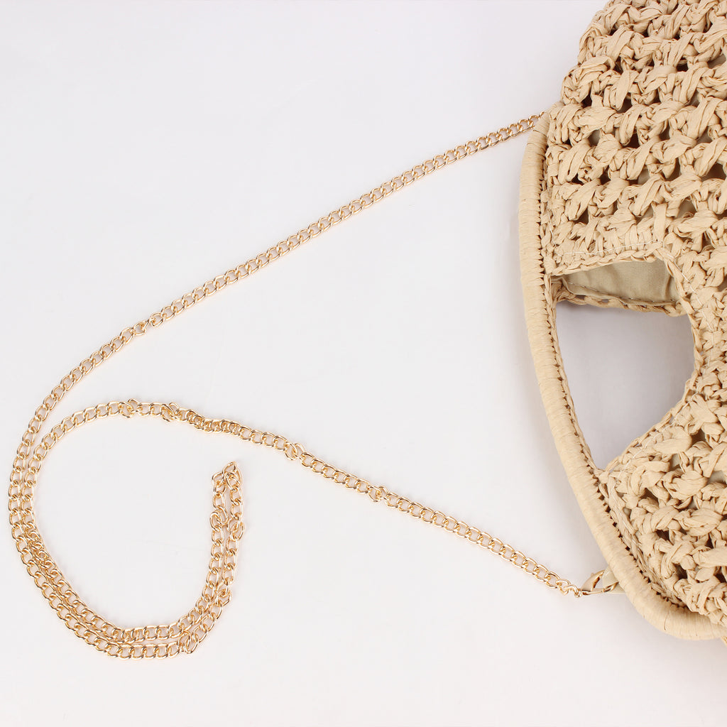 Women Simple Woven Bag, Casual Beach Vacation Shoulder Bag