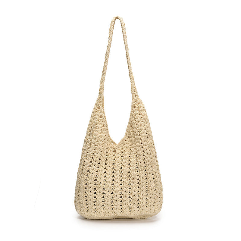 Women Cotton Rope Woven Hobo Purse Crochet Shoulder Bag
