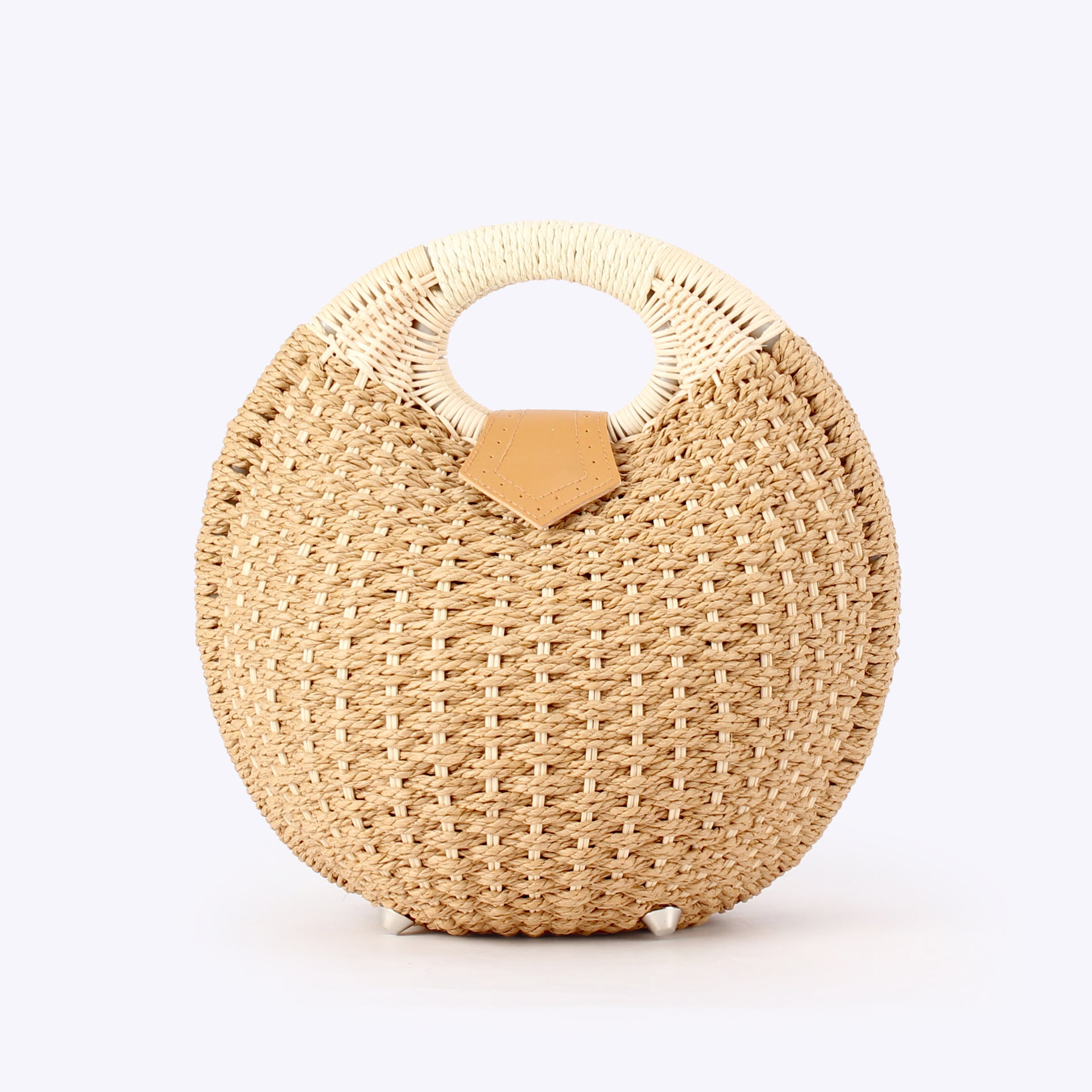 Cute Rattan Shell Bag, Casual Straw Vacation Beach Bag