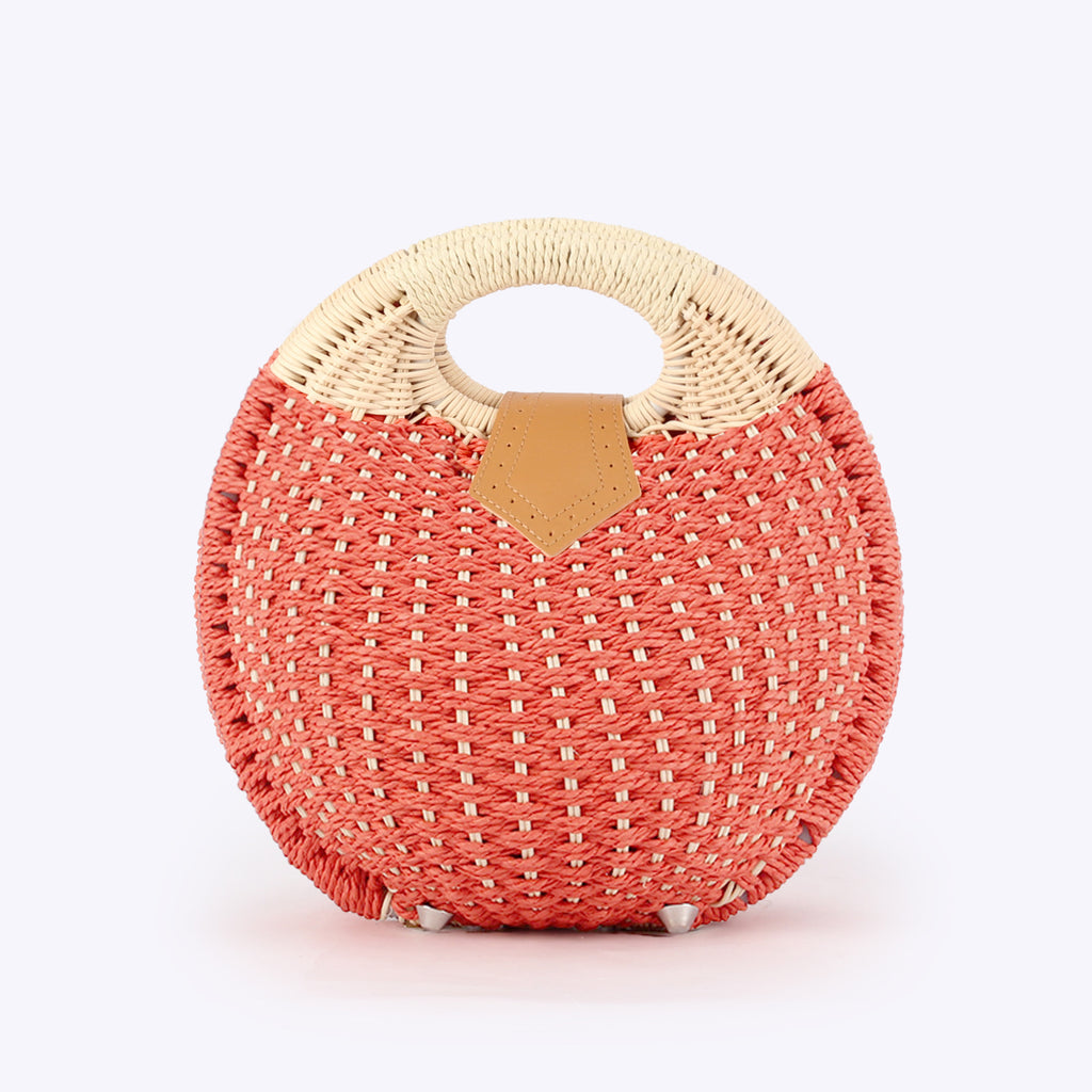 Cute Rattan Shell Bag, Casual Straw Vacation Beach Bag