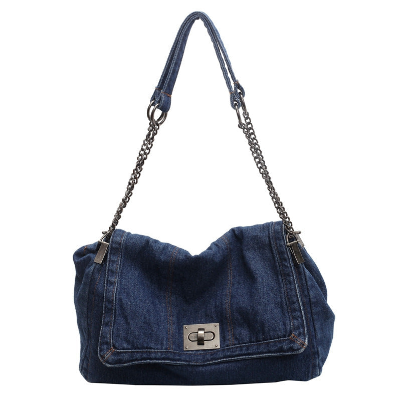 Women Casual Large Denim Tote Crossbody Denim Bag