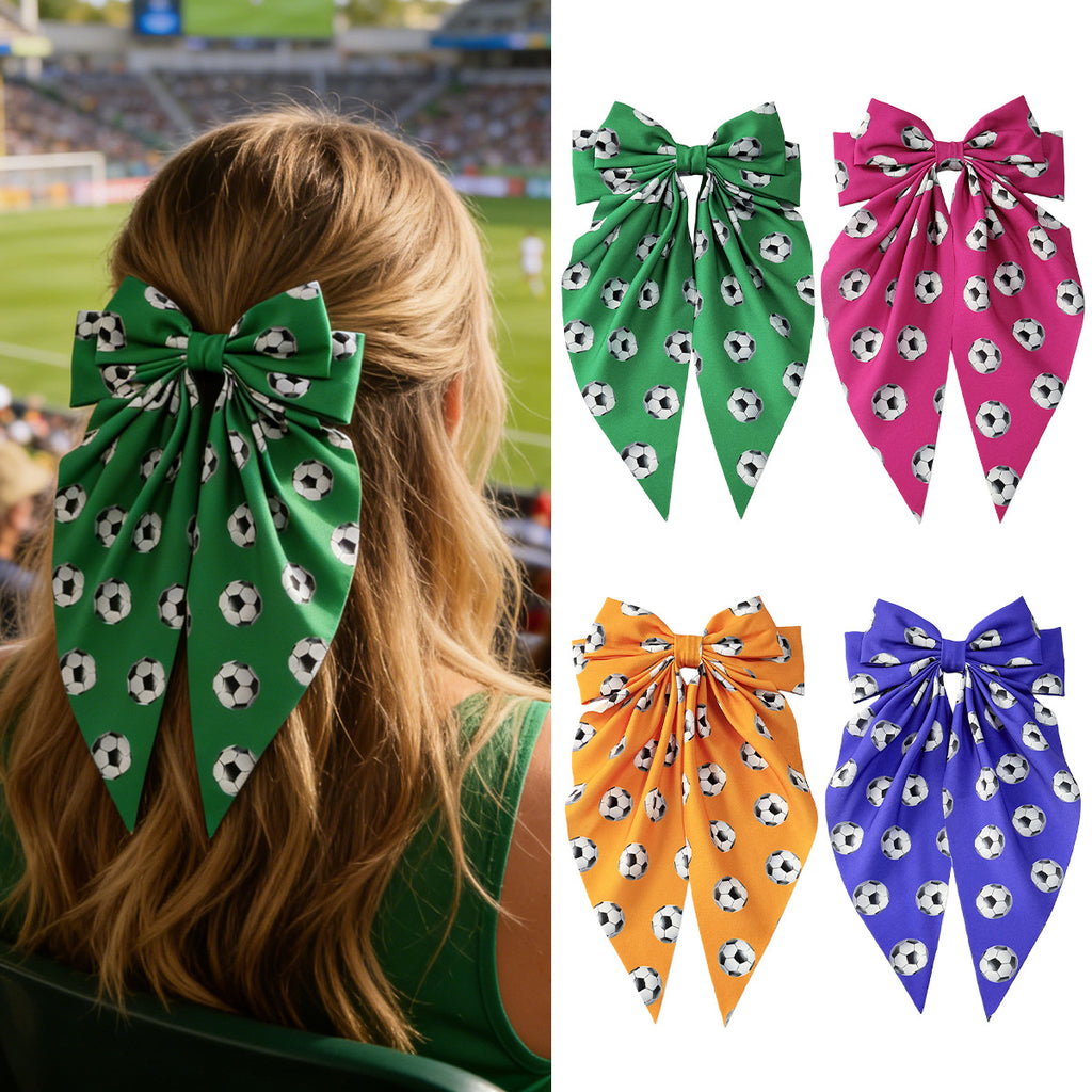 World Cup Football Print Bow Hair Clip