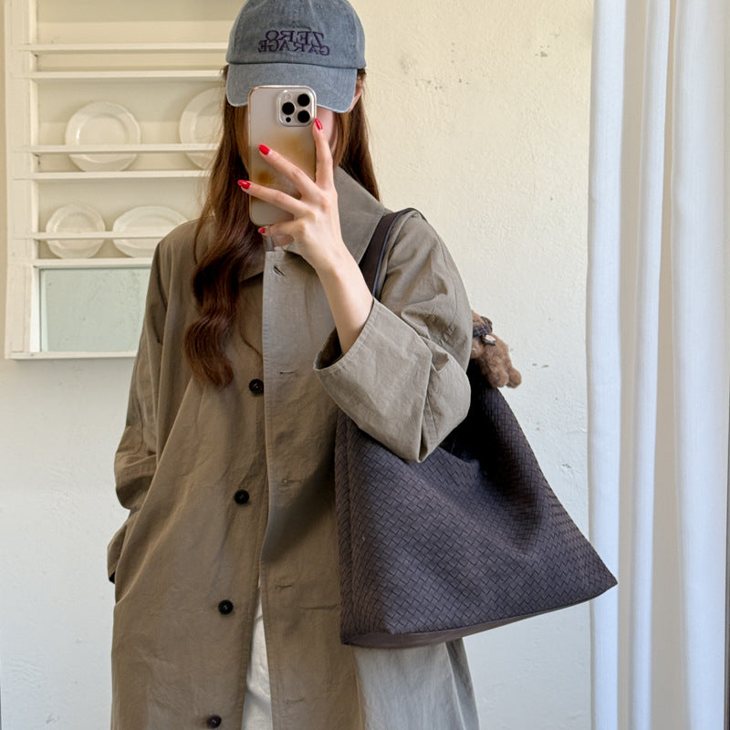 Soft Texture Woven Hobo Shoulder Bag with Adjustable Strap