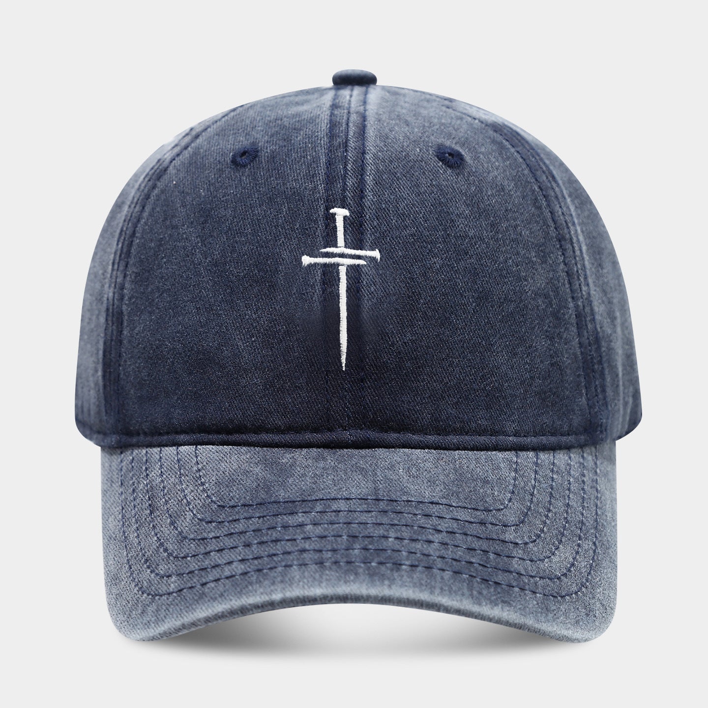 Washed Retro Cotton Embroidered Cross Baseball Cap