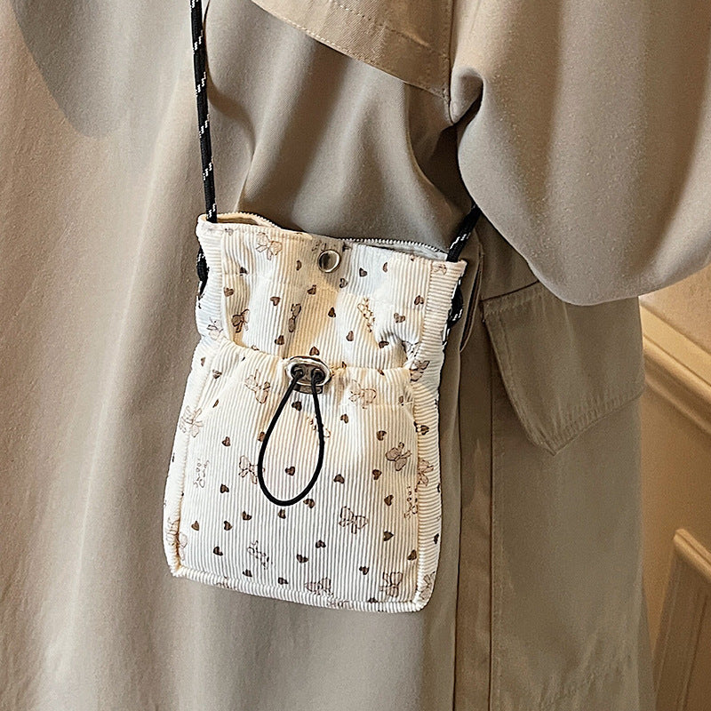 Women 2026 Spring Corduroy Crossbody Phone Bag