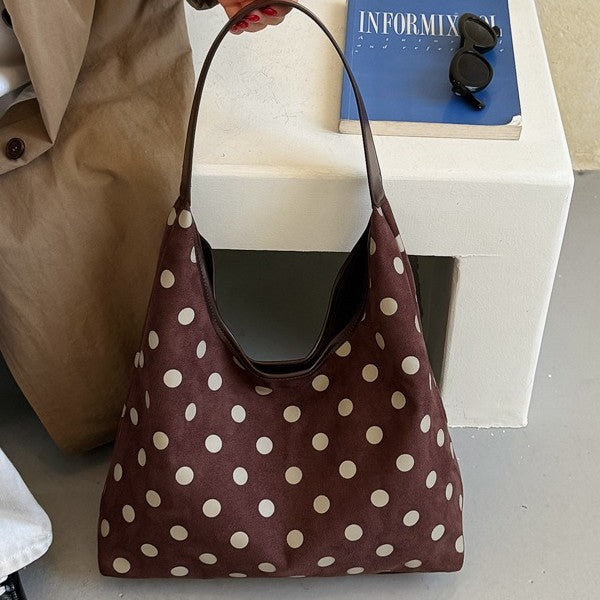 Retro Polka Dot Slouchy Hobo Shoulder Bag