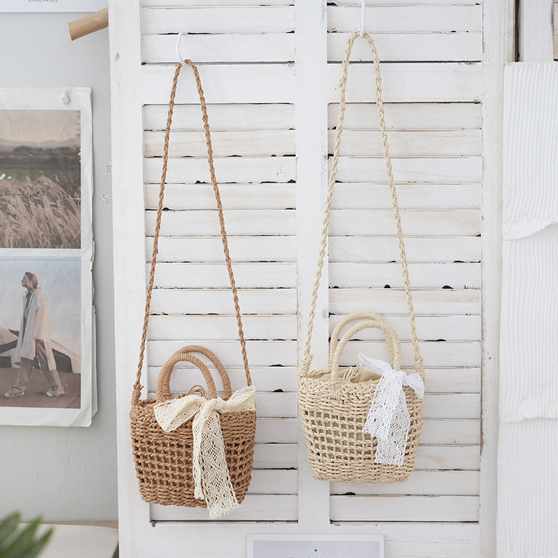 2026 Hollow Woven Straw Small Square Vacation Style Beach Crossbody Bag
