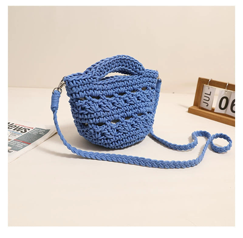 Crossbody Cotton Woven New Cute Handheld Hollow Straw Beach Bag